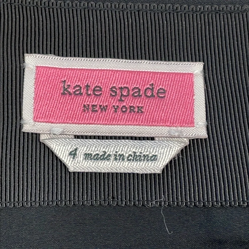 Kate Spade Crystal Embellished Button Skirt Scallop Pockets Black Sz 4